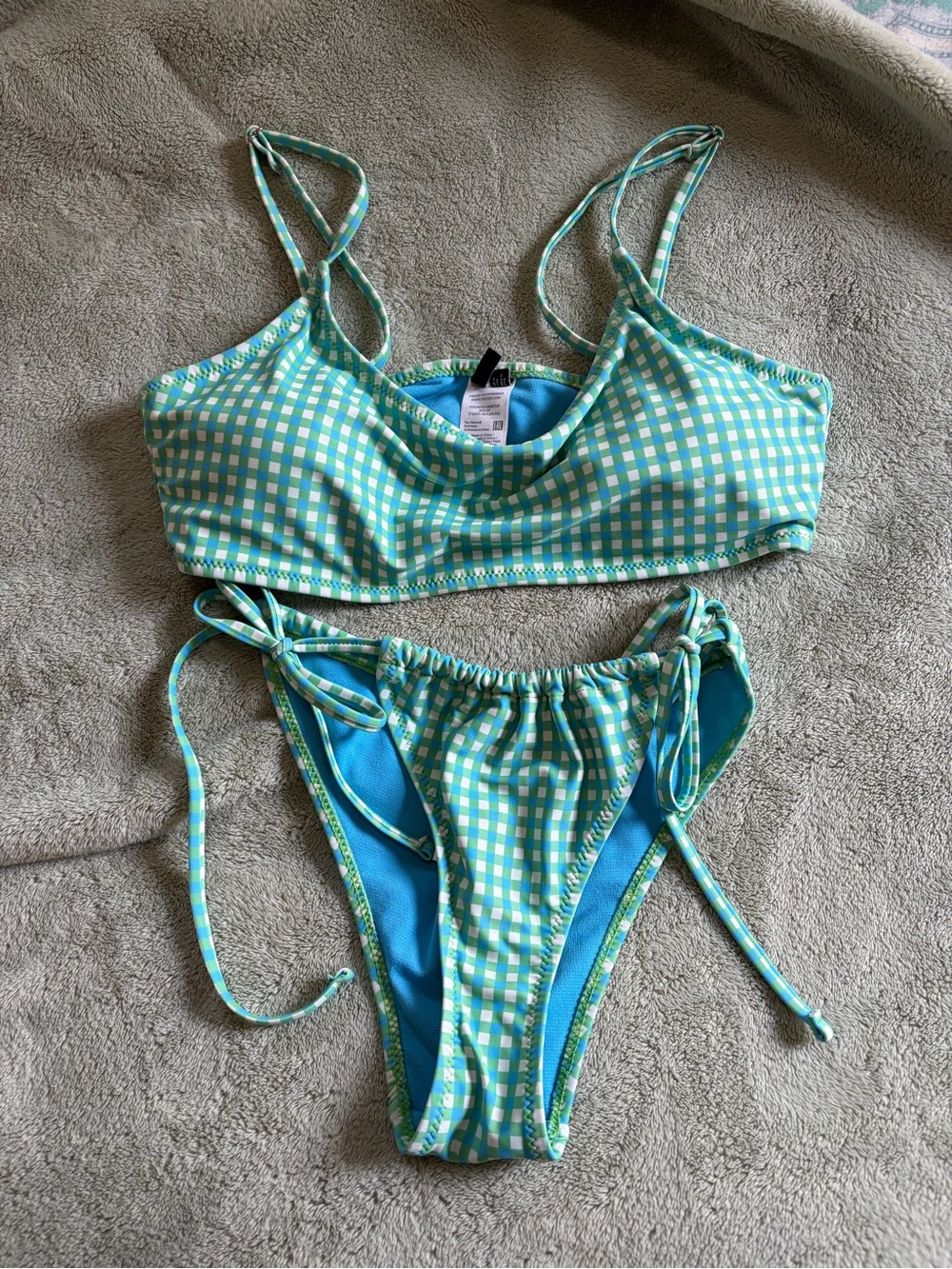 Urban Outfitters Green Gingham Tie-Side Bikini